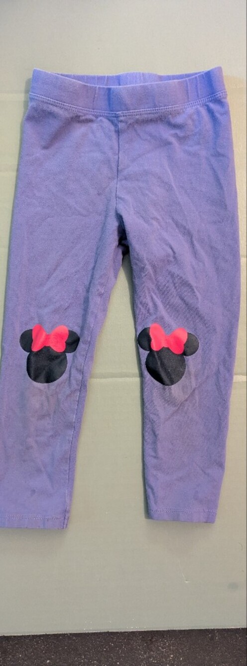 Disney Purple Leggings with Black Minnie Silhouettes and Pink Bows Size 4t